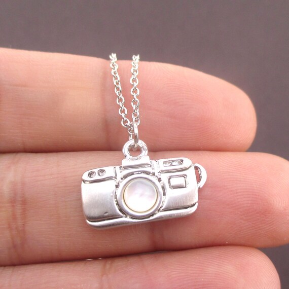 Small Camera Shaped Pearl Lens Pendant Necklace in Silver Handmade Minimal  Jewelry for Photographers - Etsy