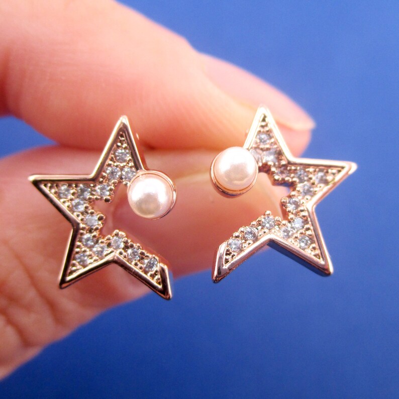 Starry Night Sky Star Shaped Rhinestone Space Stud Earrings in Gold ...