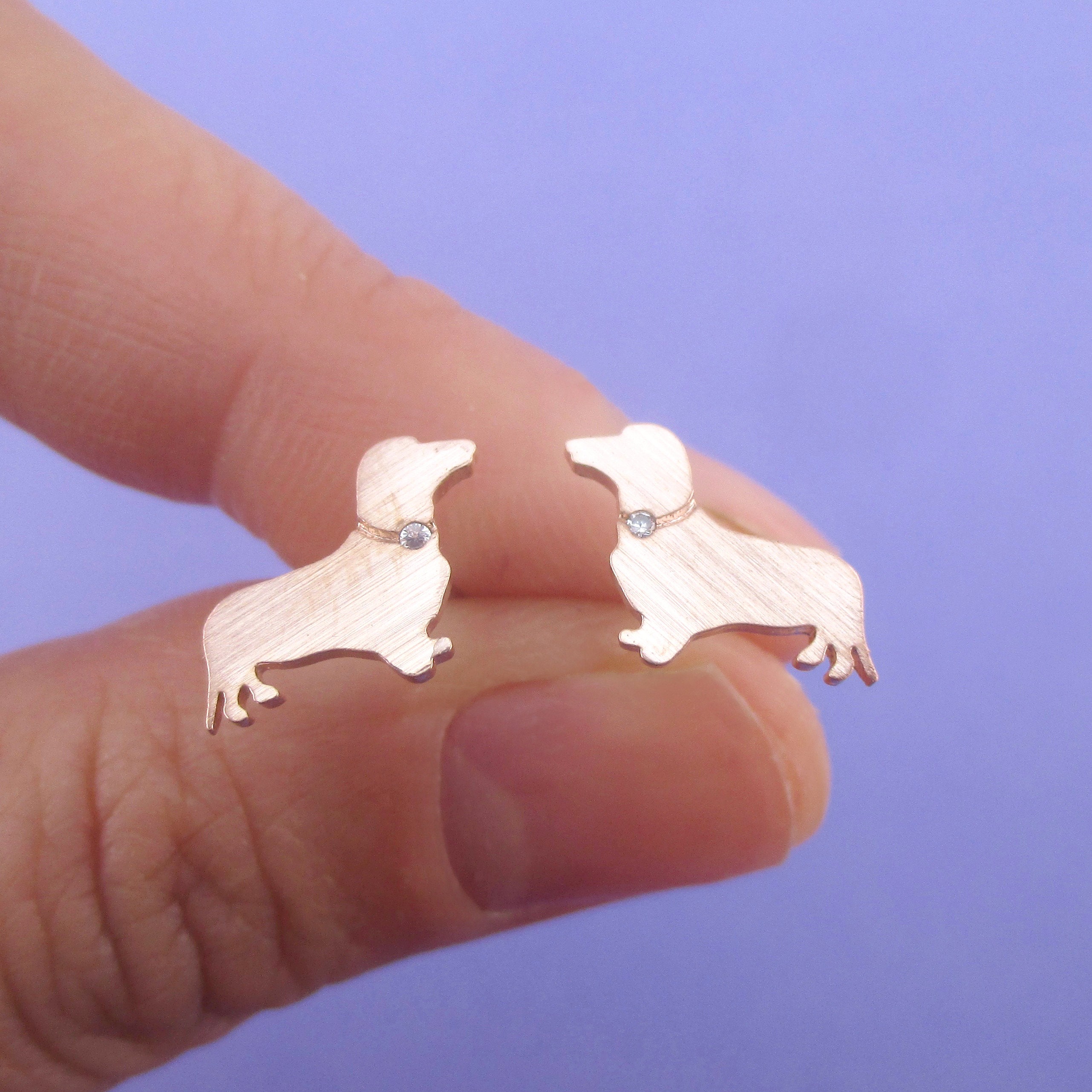 Dachshund Sausage Weiner Dog Shaped Sterling Silver Stud Earrings in — free download