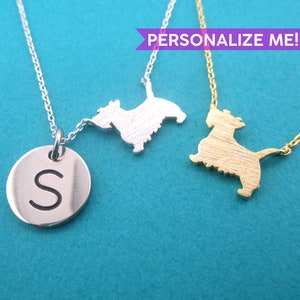 West Highland Terrier Puppy Dog Shaped Westie Silhouette Charm Necklace in Silver or Gold | Handmade Animal Jewelry | Personalizable