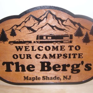 Personalized Family Name Any text Wood Sign Camp Camper RV Laser engraved.Gift.