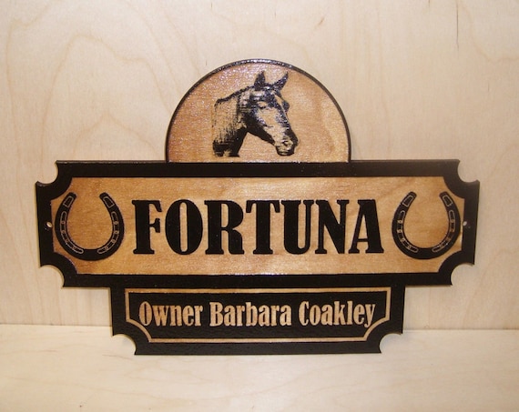 Personalized Wood Horse Stall Name Sign. BIRCH.Laser ENGRAVED.GIFT.