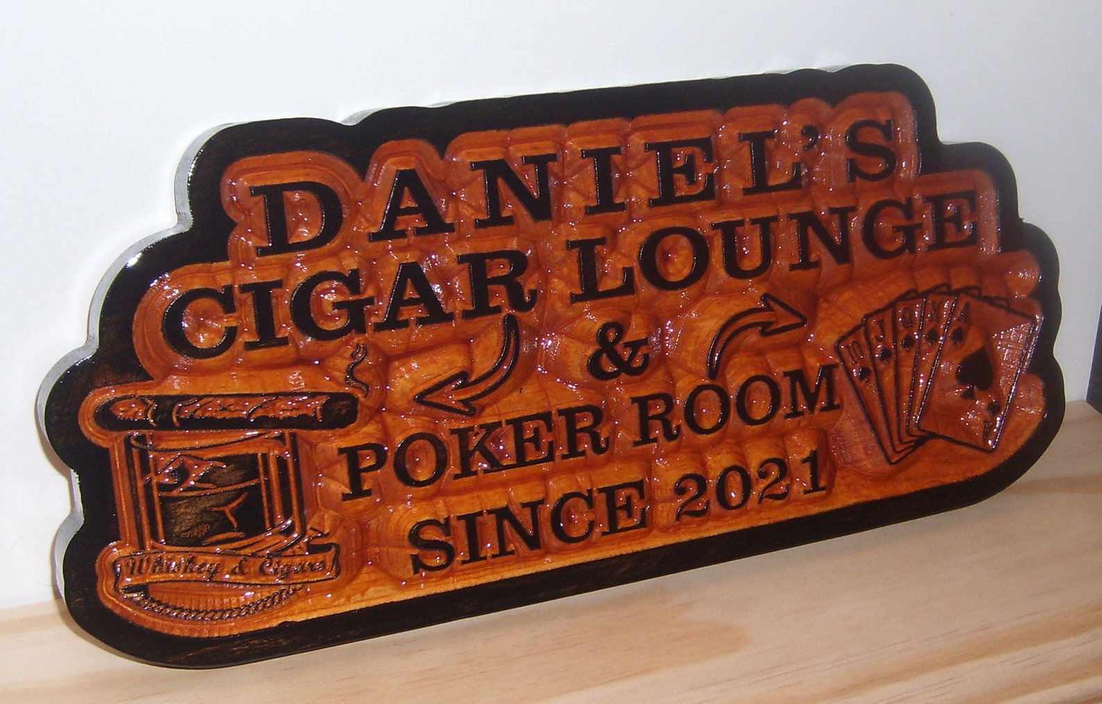 Personalized Cigar Bar Sign Smoking Room Custom Carved Wood Etsy