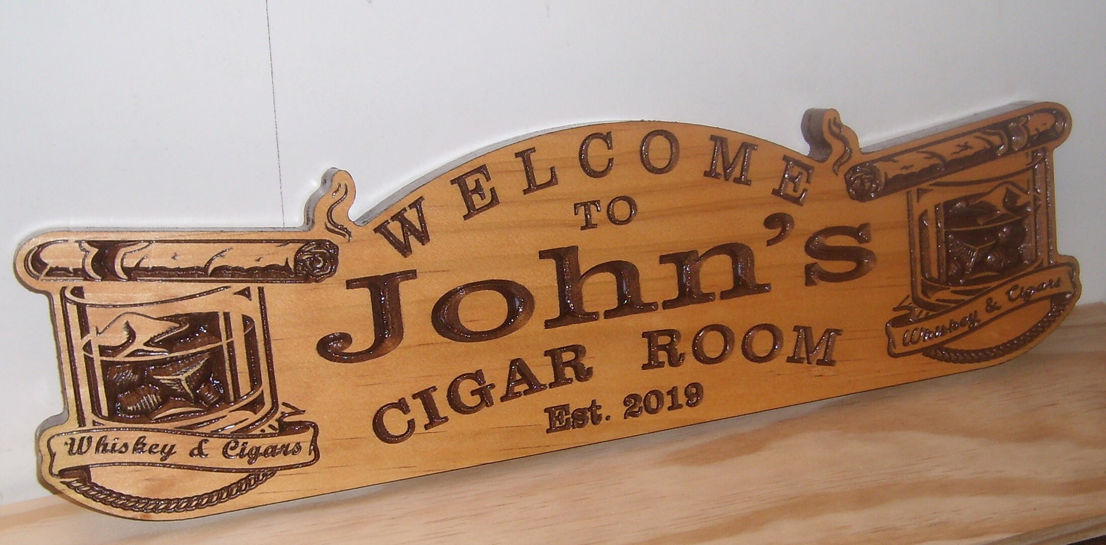 Personalized Cigar Bar Sign Smoking Room Custom Carved Wood Etsy