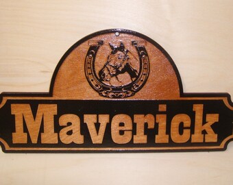 Personalized WOODEN Horse Stall Name Sign.Laser ENGRAVED.GIFT.