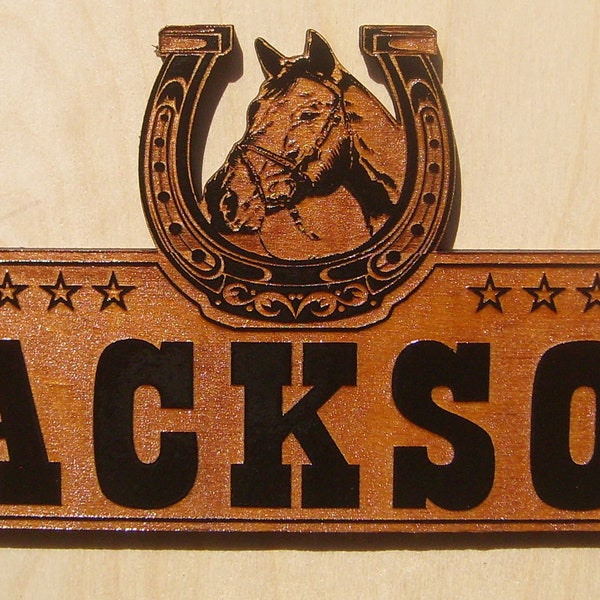 Personalized WOOD Sign.Horse Stall Name.Any text Laser ENGRAVED.GIFT.