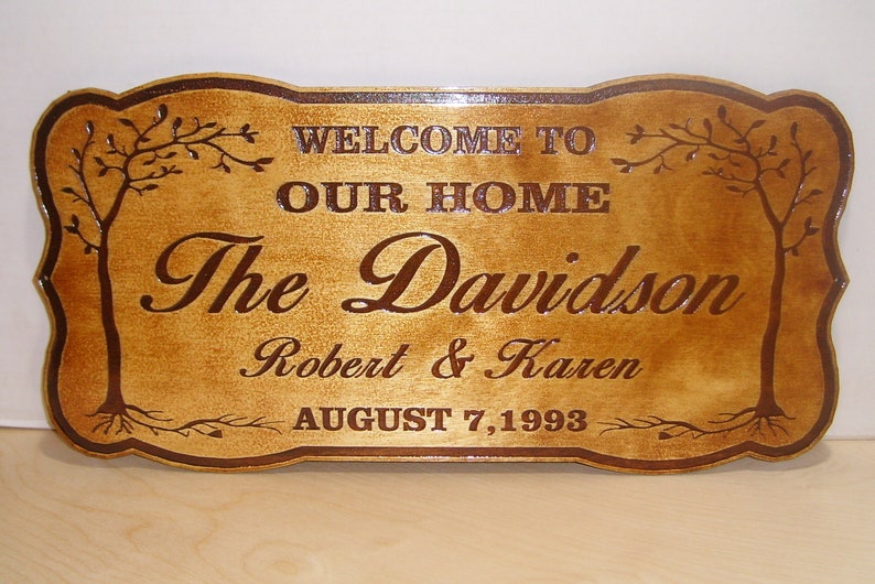 Personalized Wedding WOOD Sign Family Name Established..LASER Engraved.Gift.
