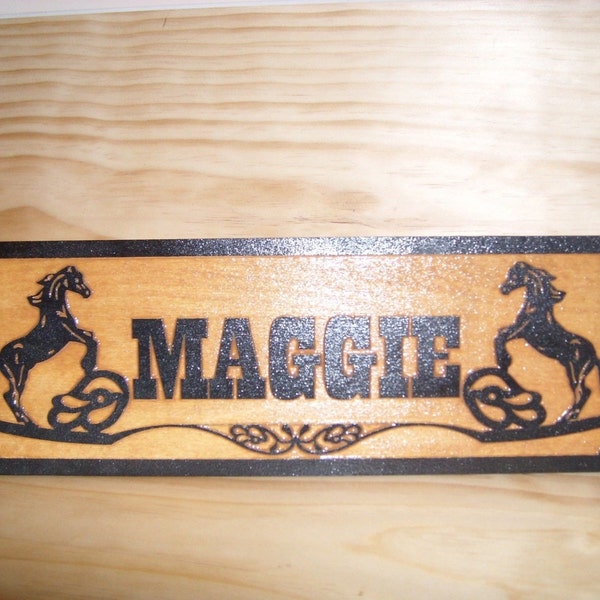 Personalized,CUSTOM Wooden Horse Stall Name Sign.Birch.Laser ENGRAVED.GIFT.