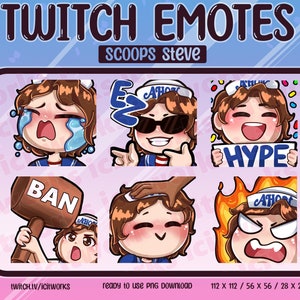 Steve Harrington Chibi Cute Twitch Emotes Set 6 Schaufeln Ahoi Skin Set 2 DBD Dead By Daylight Discord