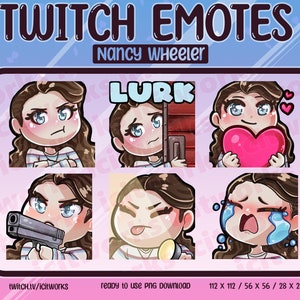 Nancy Wheeler Chibi Cute Twitch Emotes Set van 6 DBD Dead By Daylight Discord