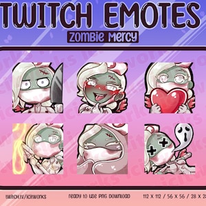 Mercy Zombie Doctor Nurse Overwatch 2 Twitch Emotes Set of 6 Kawaii Chibi Healer Support Discord Emoji