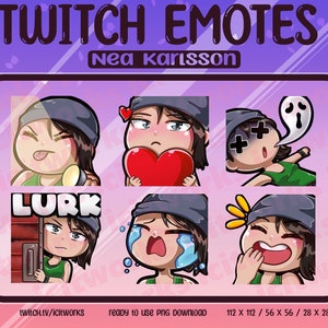 Nea Karlsson Chibi Cute Twitch Emotes Set of 6 DBD Dead By Daylight Discord