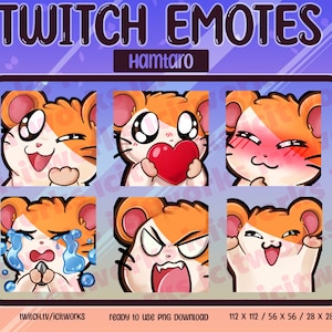 Hamtaro Inspired Twitch Emote Set of 9 (6 + 3 Variations)