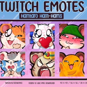 Hamtaro Inspired Ham-Hams Twitch Emote Set of 9 (6 + 3 Variations)