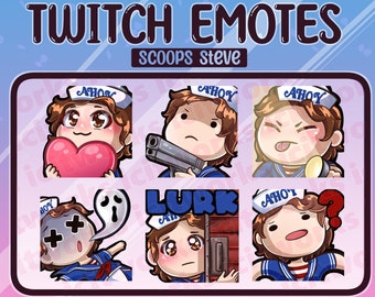 Steve Harrington Chibi Cute Twitch Emotes Set di 6 Scoop Ahoy Skin DBD Dead By Daylight Discord