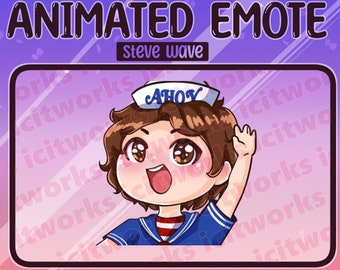 Steve Harrington Wave Waving Greeting Animated Scoops Ahoy Chibi Twitch Emote GIF DBD Dead by Daylight Animate