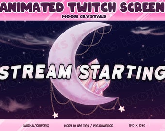 Twitch Animated Screens Dreamy Moon Crystals - Starry Sky Clouds Comfort Chill Stream Assets