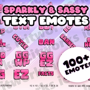 102 Discord Pink Text Emotes Set - Funny and Silly Words Sayings Memes Large Bundle for Discord Server Twitch Emote
