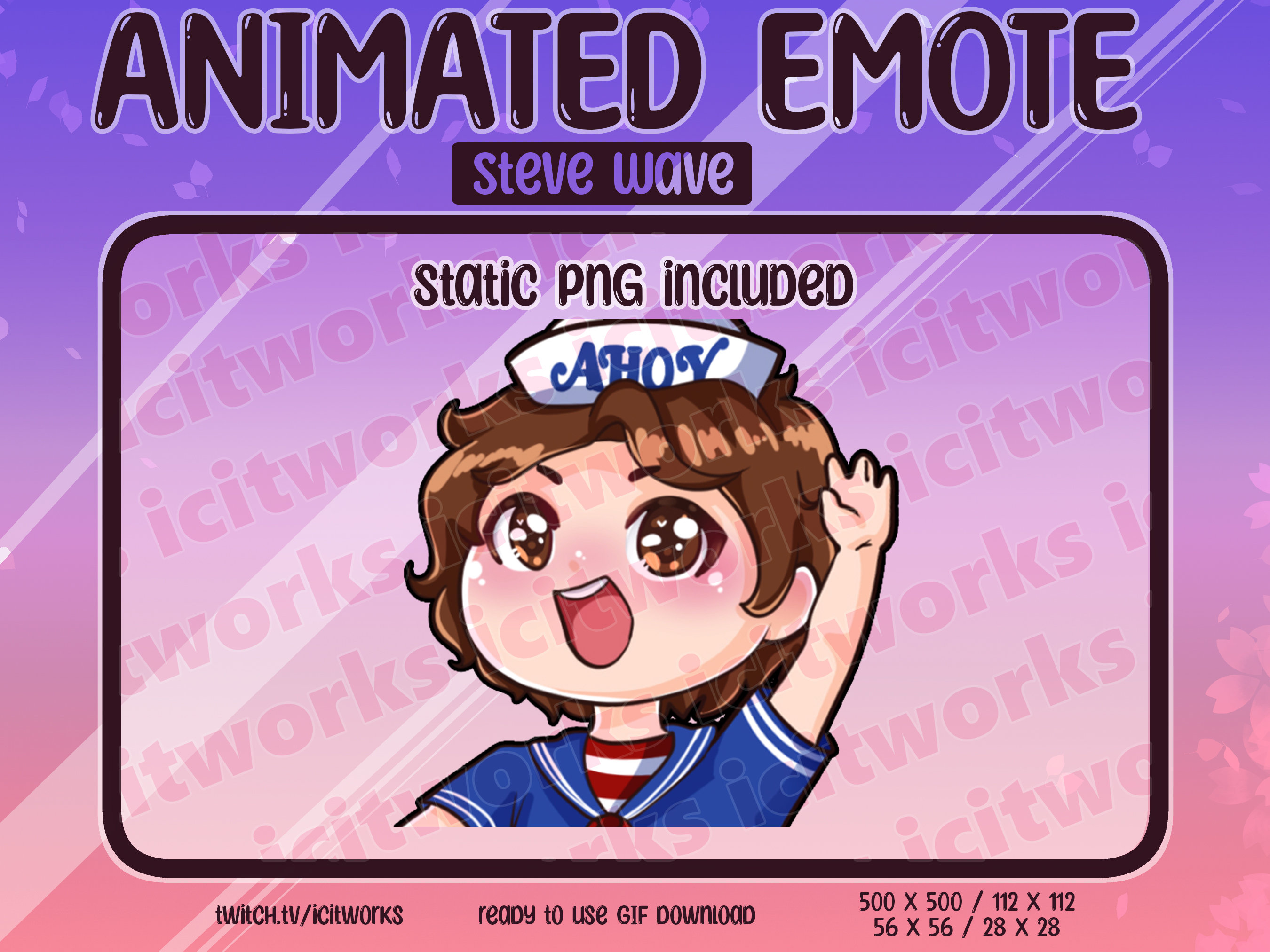 Steve Harrington Wave Waving Greeting Animated Scoops Ahoy Chibi Twitch