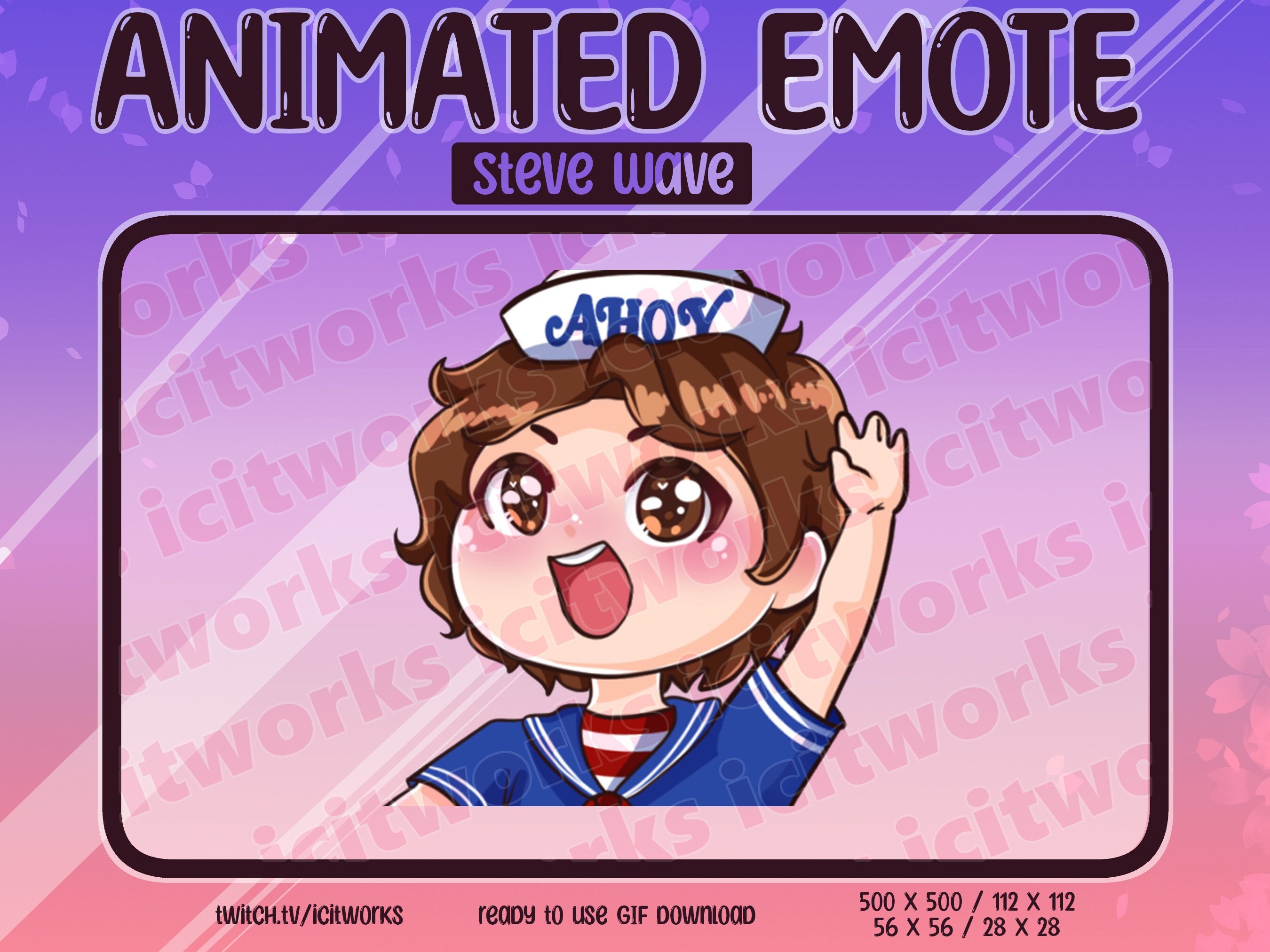 Steve Harrington Wave Waving Greeting Animated Scoops Ahoy Chibi Twitch