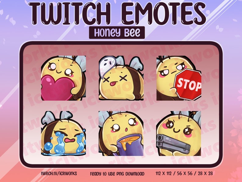 Cute Bees Twitch Emote Set of 6 Emojis Etsy