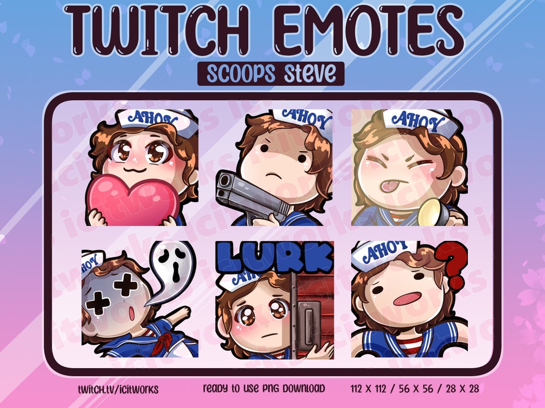 Steve Harrington Chibi Cute Twitch Emotes Set of 6 Scoops Ahoy Skin DBD