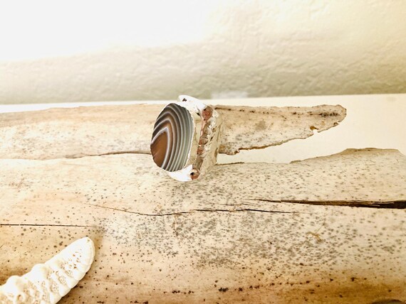 Botswana Agate Sterling Silver Ring - image 2