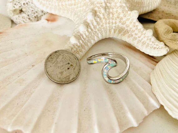 Opal Sterling Silver Wave Ring - image 4