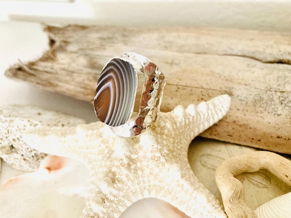 Botswana Agate Sterling Silver Ring - image 1