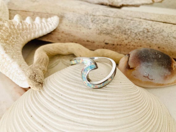 Opal Sterling Silver Wave Ring - image 2