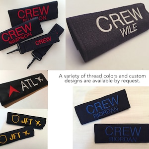 Crew Luggage Handle Wrap Stitched Personalized Custom Monogrammed for Airline Pilot, Flight Attendant, Cabin Crew Crew Tag / ID image 6