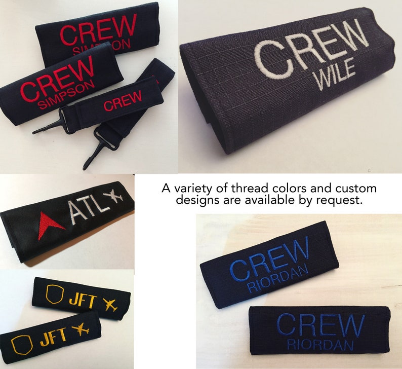 Crew Luggage Handle Wrap Stitched Personalized Custom Monogrammed for Airline Pilot, Flight Attendant, Cabin Crew Crew Tag / ID image 6