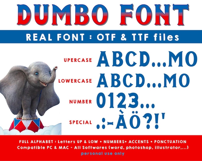 Dumbo hacer archivos otf ttf - Dumbo fuente de escritura - PC y Mac ...