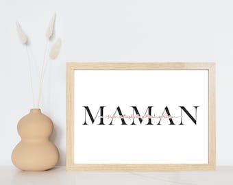 Personalized mom poster - children's first names - boho hygge style - A4/A3 to download within 24 hours