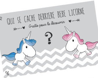 Unicorn scratch ticket to announce the gender of your baby