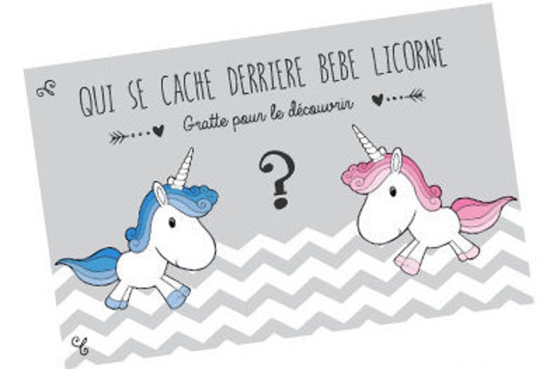 Unicorn scratch ticket to announce the gender of your baby image 1