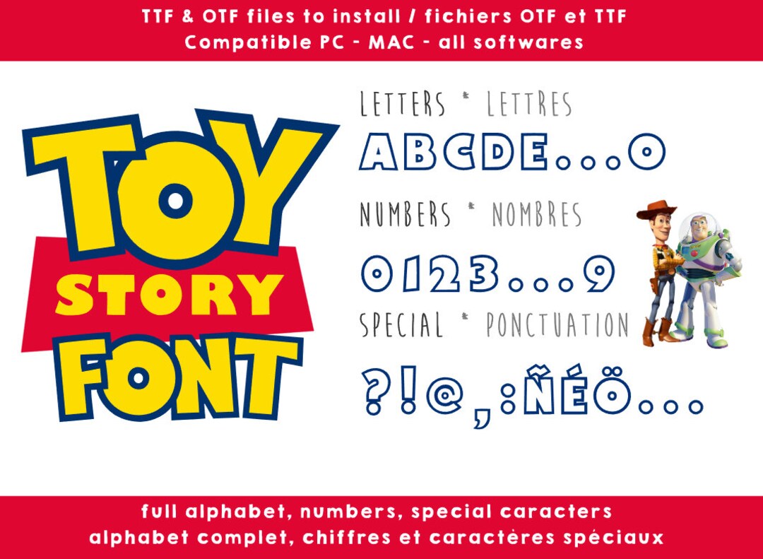 Toy Story Font Real Ttf to Install Compatible PC and Mac Instant