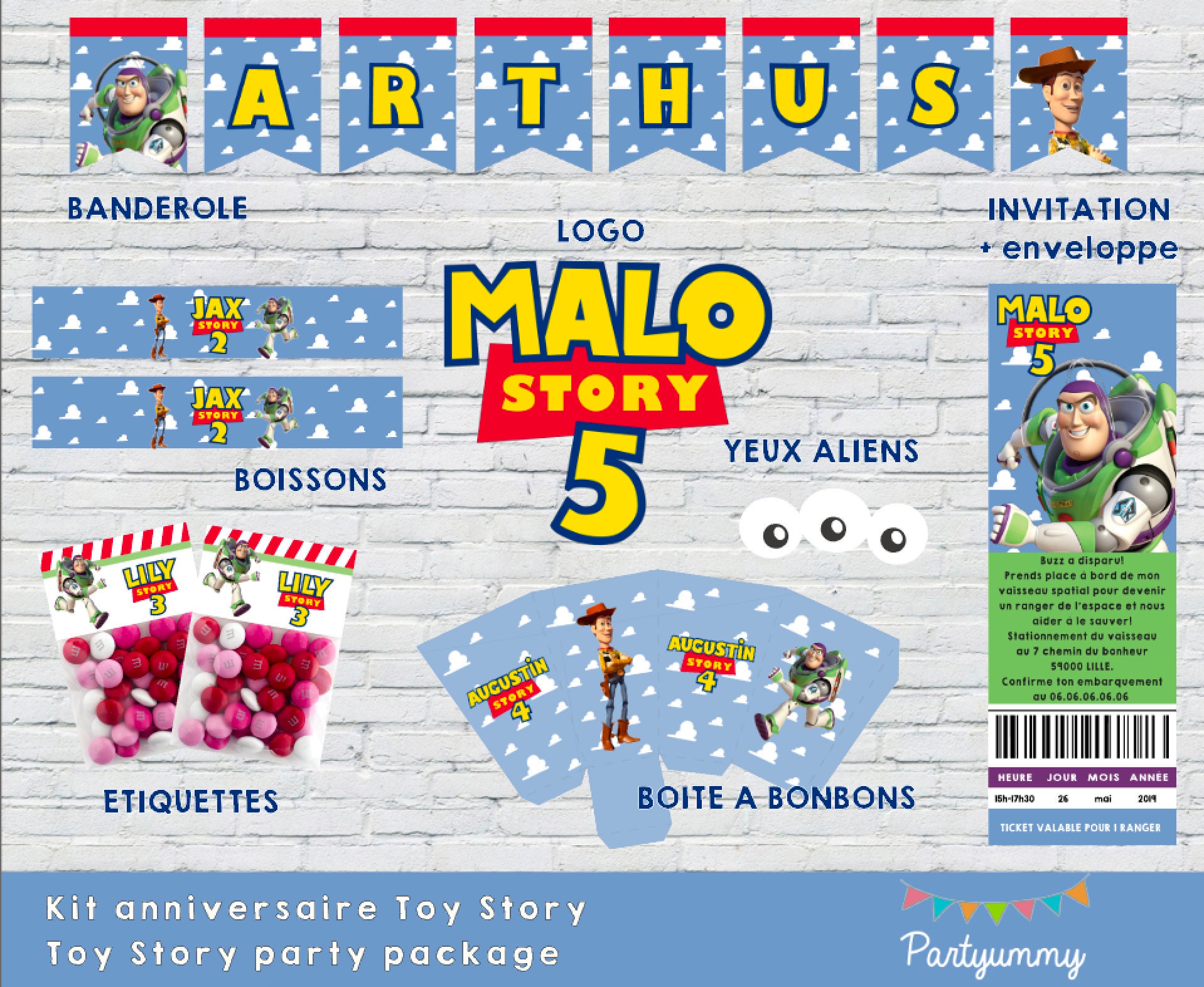 Anniversaire Toy Story à Imprimer Kit anniversaire Toy Story complet personnalisé avec prénom à - Etsy France