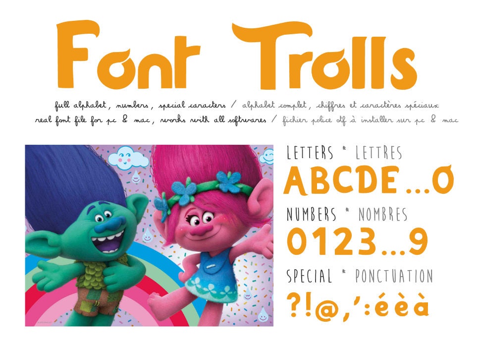 Trolls Font Real Otf and Ttf to Install Compatible PC and Etsy UK