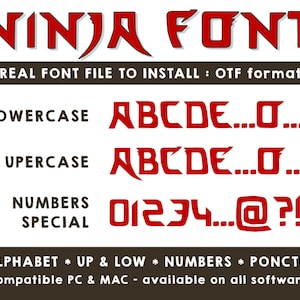Ninja ttf font in instant download