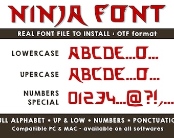 Ninja ttf font in instant download