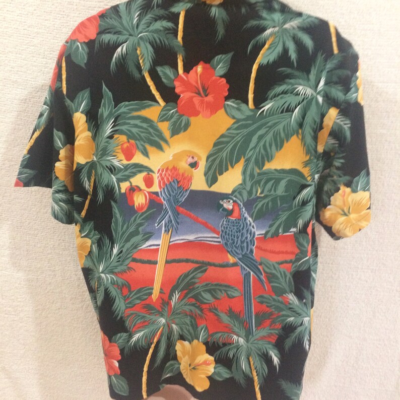Vintage 80/'s Kalaheo Hawaii Aloha Hawaiian Shirt Large Short Sleeve Button Down Camp Casual Bird of Paradise Cotton Rayon Streetwear Shirt