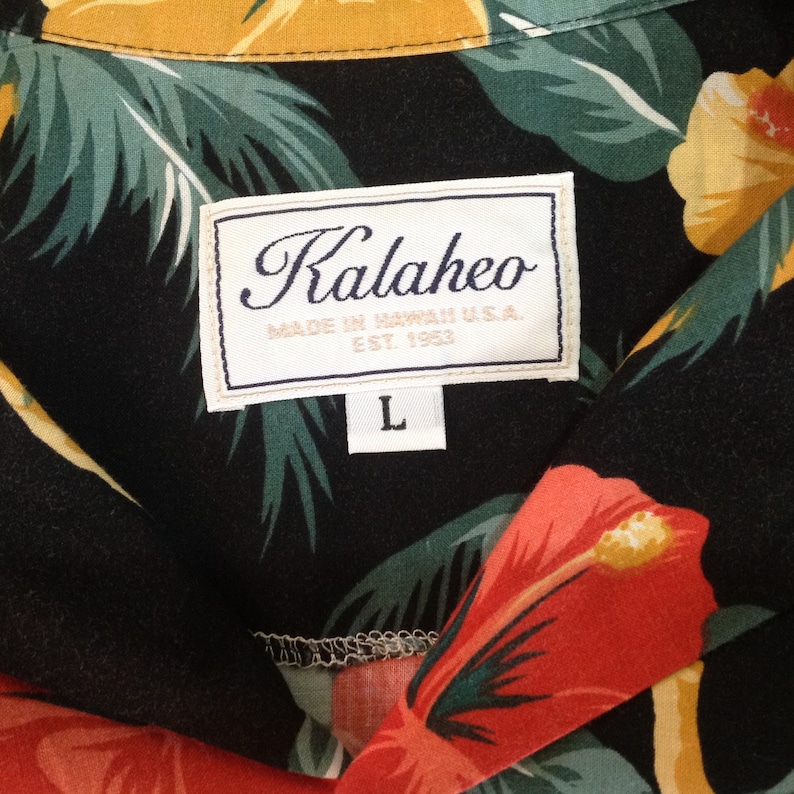 Vintage 80/'s Kalaheo Hawaii Aloha Hawaiian Shirt Large Short Sleeve Button Down Camp Casual Bird of Paradise Cotton Rayon Streetwear Shirt
