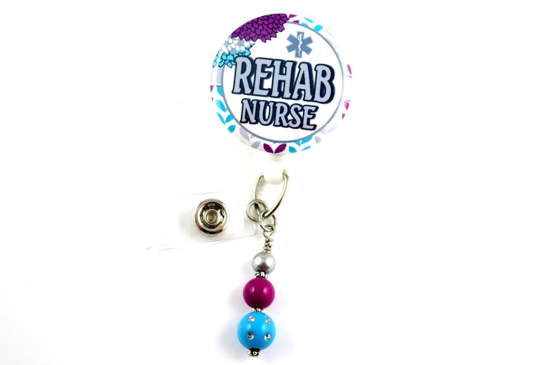 Rehab Nurse Retractable ID Badge Holder-Name Badge Holder-Nurses Badge-Badge Clip-Badge Reels-Pediatric-RN-Nursing Badge Holder