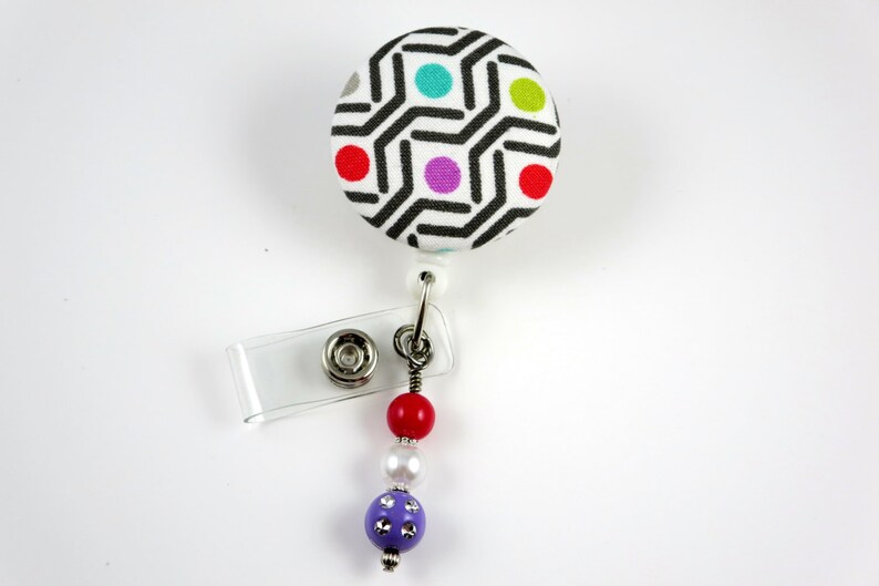 Retractable ID Badge Holder-Name Badge Holder-Nurses Badge-Badge Clip-Badge Reels-Pediatric-RN-Nursing Badge Holder Colorful Dots