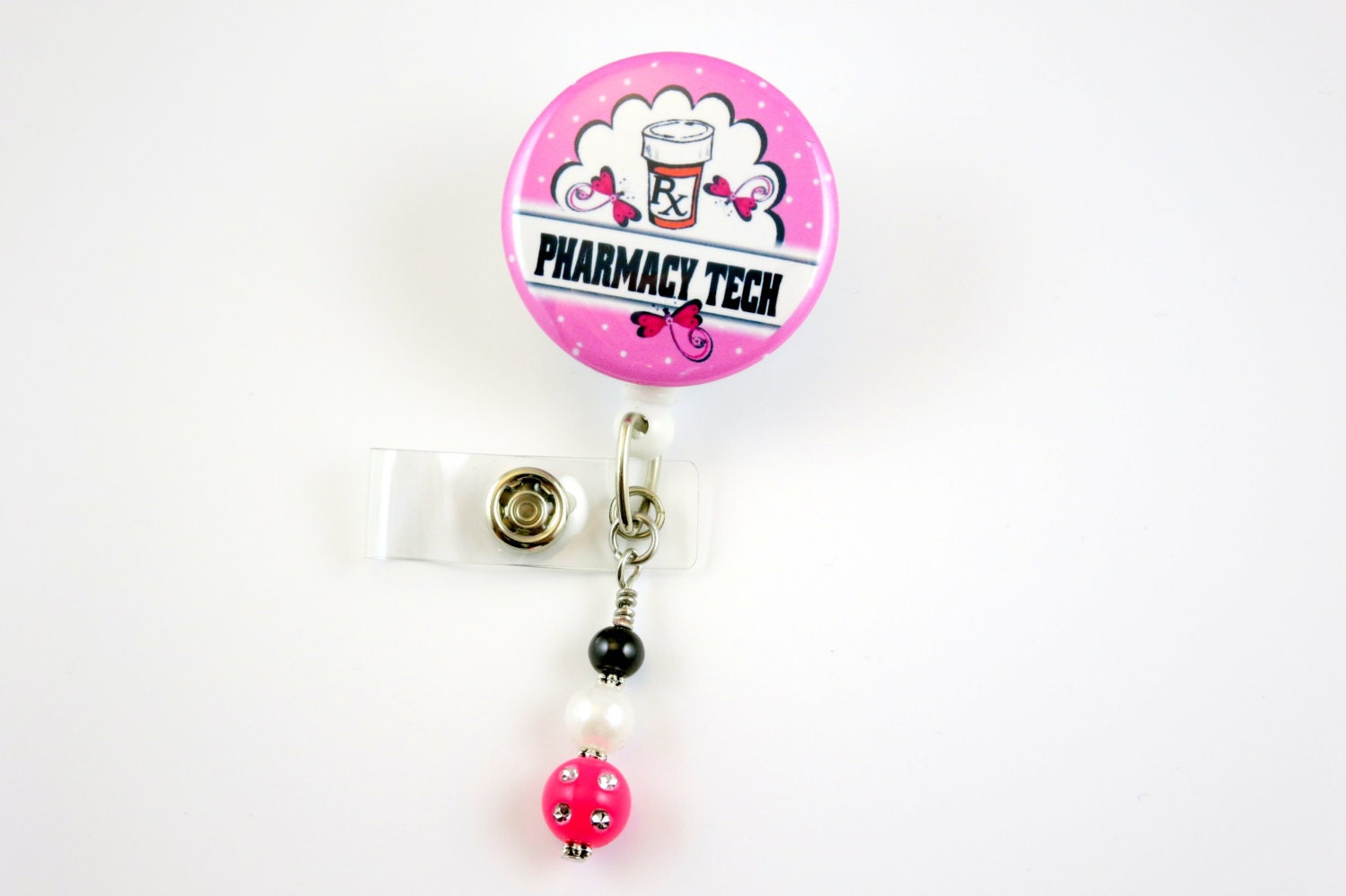 Pharmacy Tech RX Pink Retractable ID Badge HolderName Badge Etsy