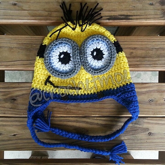 Despreciable sombrero de gorro inspirado en el minion de ganchillo