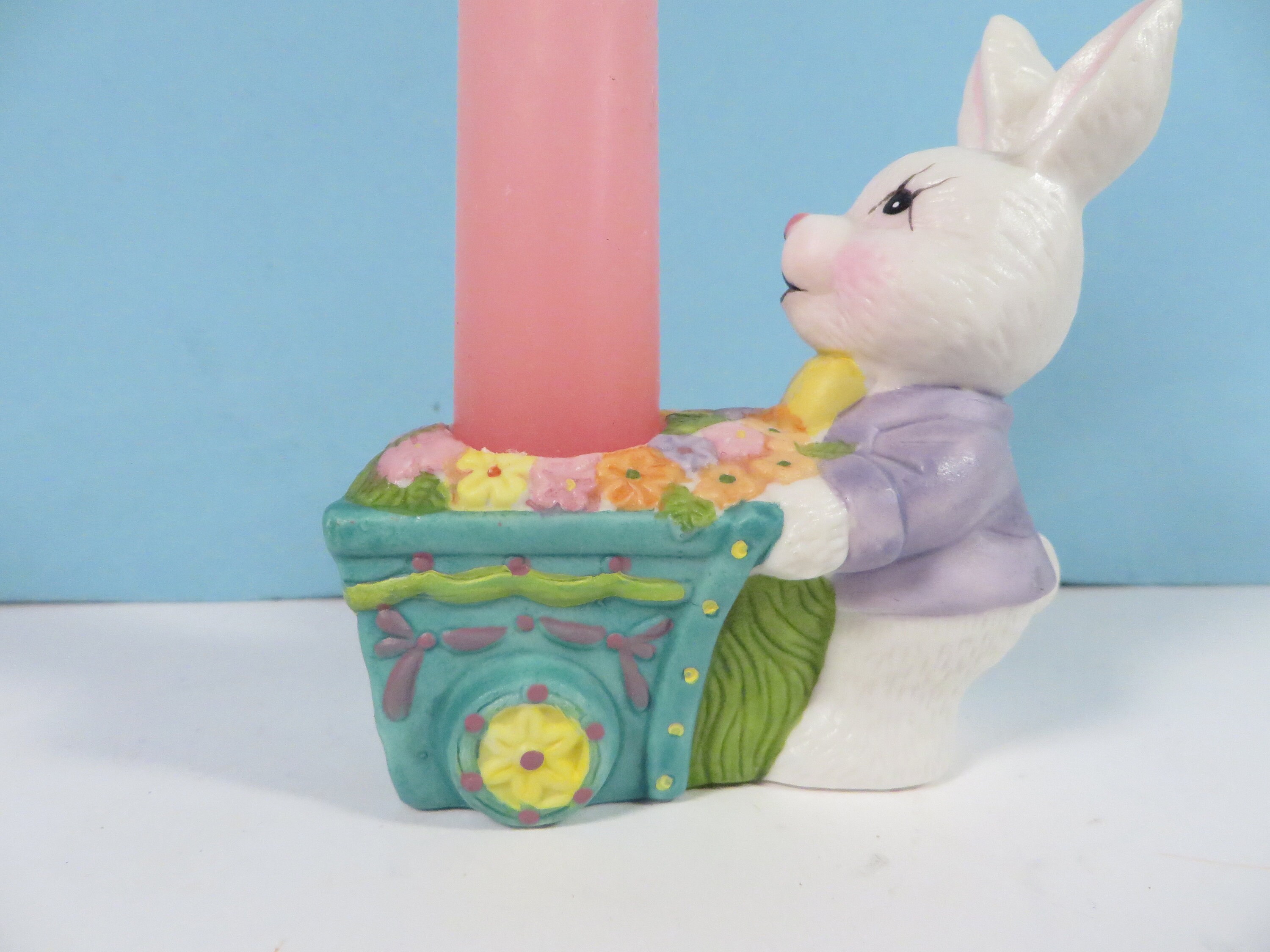 Vintage Ceramic Rabbit Candle Holder Candle Hugger Bunny Etsy