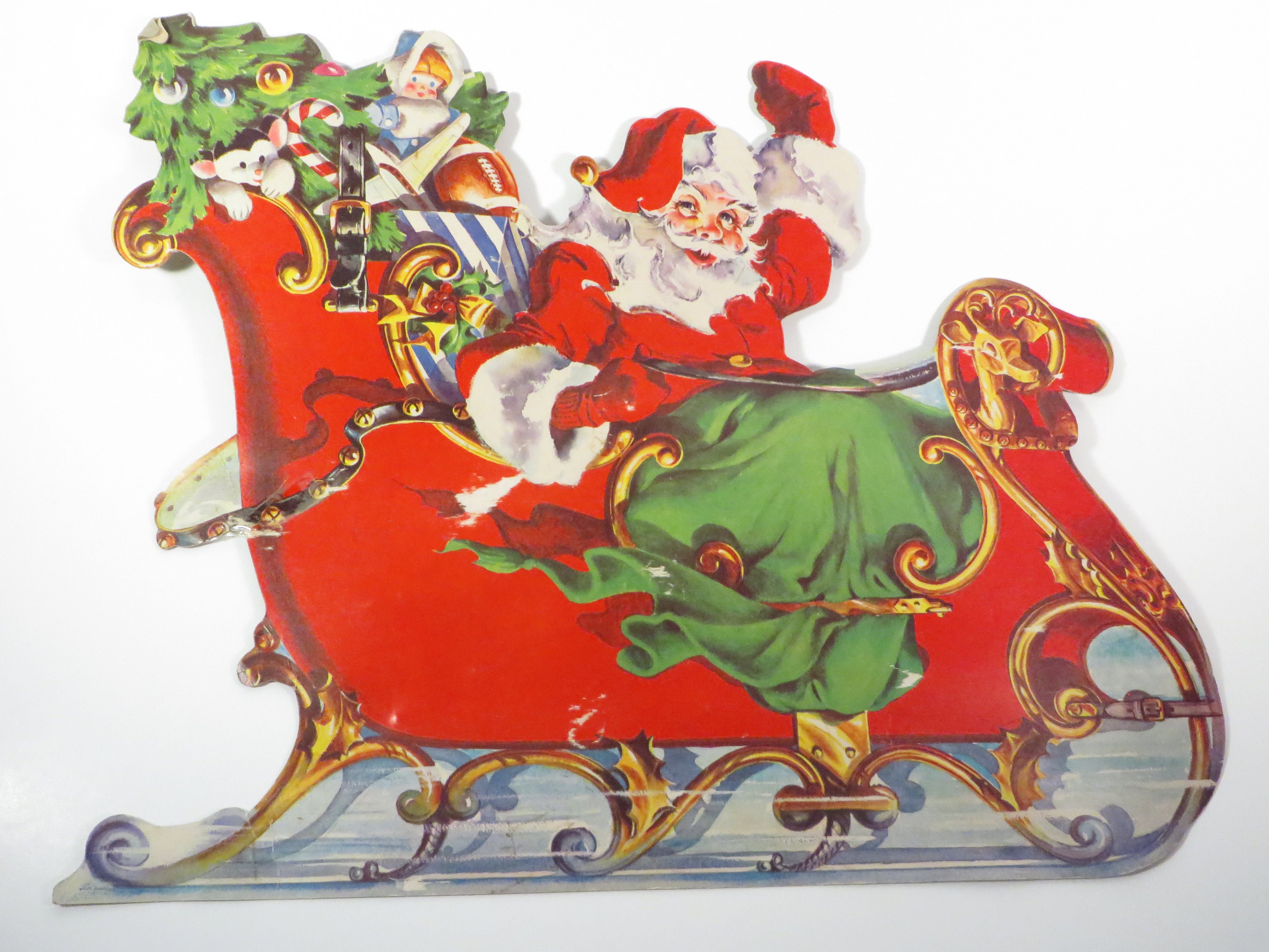 Santa Claus in Sleigh Cardboard Wall Decor Cardboard Santa | Etsy