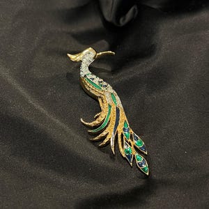 SPHINX 刻印　上品　孔雀　ピーコック  ヴィンテージ　ブローチ 大きな SPHINX 孔雀鳥ブローチ。署名および番号入り。ゴールド